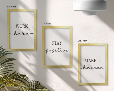 Triptyk tavla med ram Minimalistiska motiverande citat som inspirerar