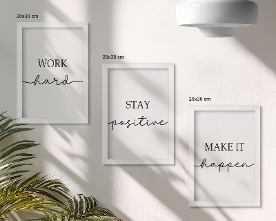 Triptyk tavla med ram Minimalistiska motiverande citat som inspirerar