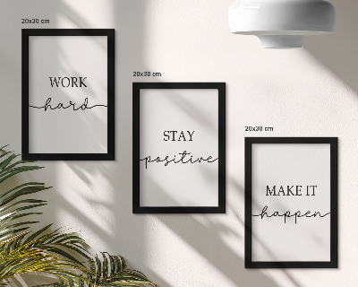 Triptyk tavla med ram Minimalistiska motiverande citat som inspirerar