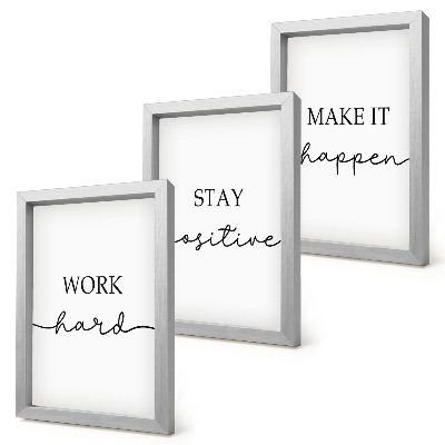 Triptyk tavla med ram Minimalistiska motiverande citat som inspirerar