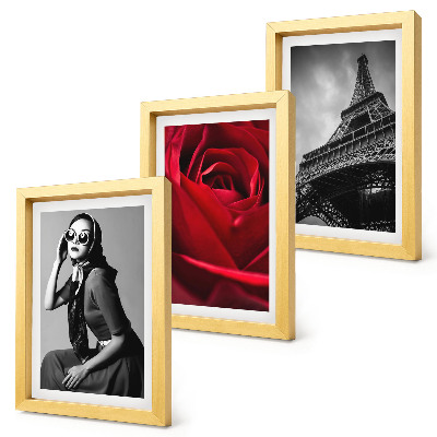 Posterpaket Parisisk kvinna med rosa glasögon och Eiffeltornet