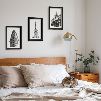 Posterpaket Arkitektoniska byggnader i svartvit minimalism