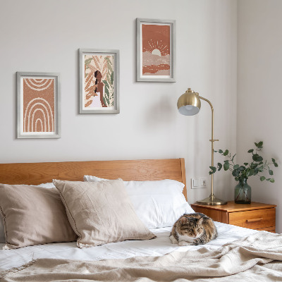 Tavelvägg med 3 tavlor Boho abstrakta former och illustrationer
