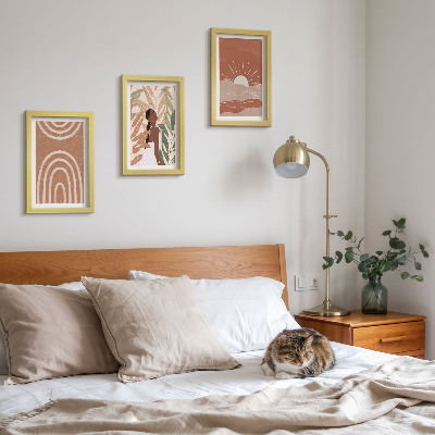 Tavelvägg med 3 tavlor Boho abstrakta former och illustrationer