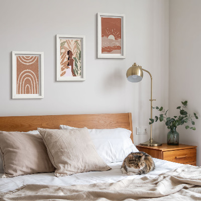 Tavelvägg med 3 tavlor Boho abstrakta former och illustrationer