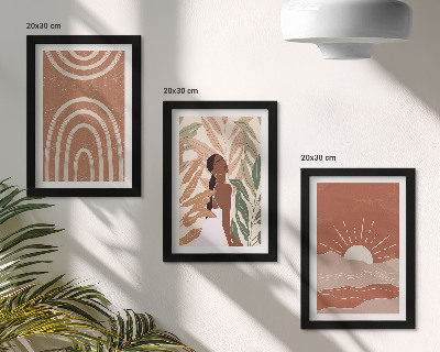 Tavelvägg med 3 tavlor Boho abstrakta former och illustrationer