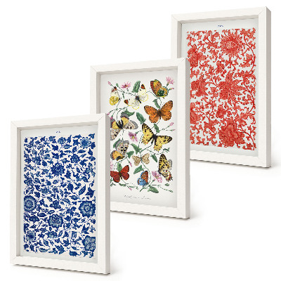 Posterpaket Vintage blommor fjärilar och ornament posters