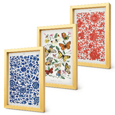 Posterpaket Vintage blommor fjärilar och ornament posters