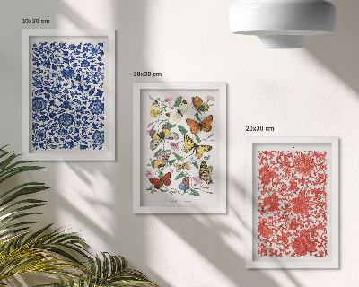 Posterpaket Vintage blommor fjärilar och ornament posters