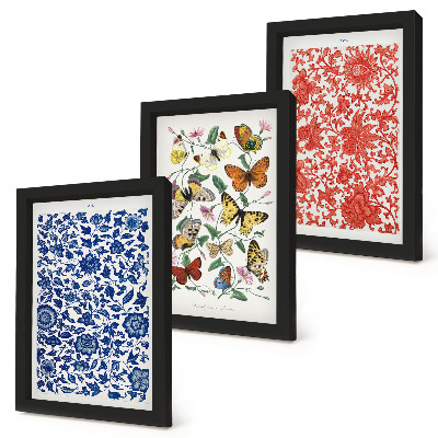 Posterpaket Vintage blommor fjärilar och ornament posters