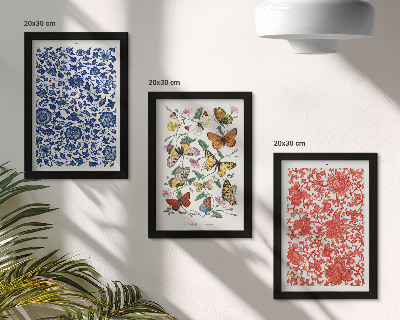 Posterpaket Vintage blommor fjärilar och ornament posters