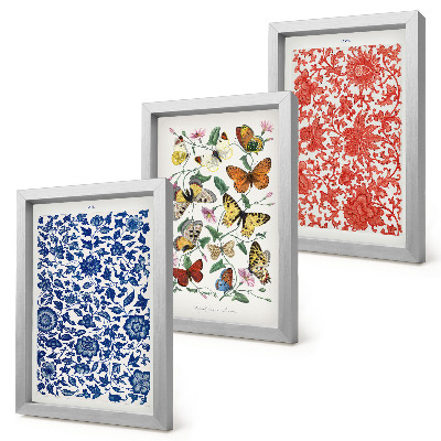 Posterpaket Vintage blommor fjärilar och ornament posters