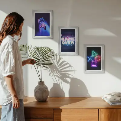 Triptyk med Game Over-motiv tavla med ram