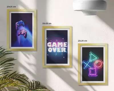 Triptyk med Game Over-motiv tavla med ram