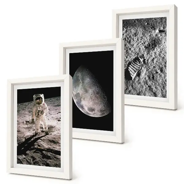Posterpaket fotografi med astronautens fotspår på månen