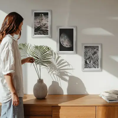 Posterpaket fotografi med astronautens fotspår på månen