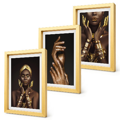 Triptyk tavla med ram Eleganta porträtt av en afrikansk kvinna