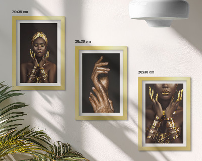 Triptyk tavla med ram Eleganta porträtt av en afrikansk kvinna