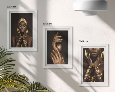 Triptyk tavla med ram Eleganta porträtt av en afrikansk kvinna
