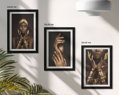 Triptyk tavla med ram Eleganta porträtt av en afrikansk kvinna