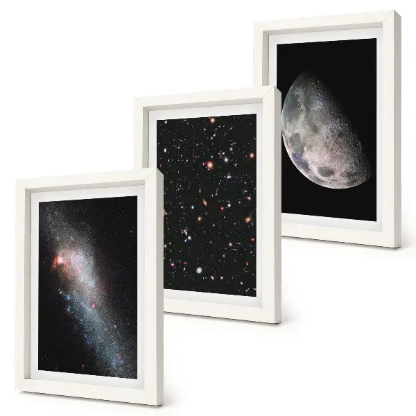 Posterpaket med motiv av rymd, galax, stjärnor och fullmåne