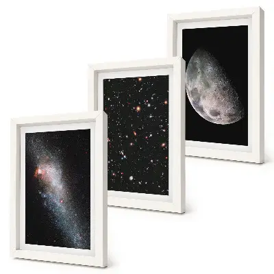 Posterpaket med motiv av rymd, galax, stjärnor och fullmåne