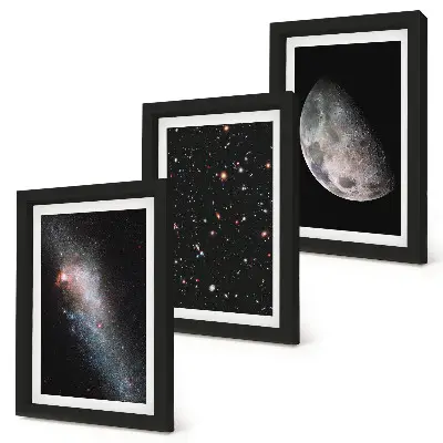 Posterpaket med motiv av rymd, galax, stjärnor och fullmåne