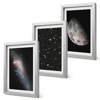 Posterpaket med motiv av rymd, galax, stjärnor och fullmåne