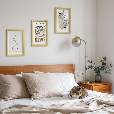 Tavelvägg med 3 tavlor Abstrakt poster med feminina former i löv, boho-stil