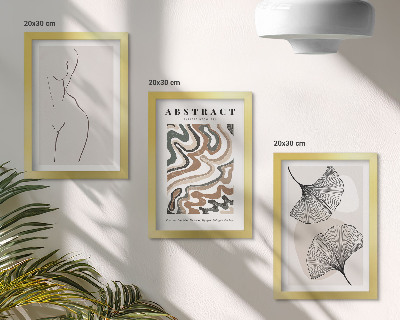 Tavelvägg med 3 tavlor Abstrakt poster med feminina former i löv, boho-stil