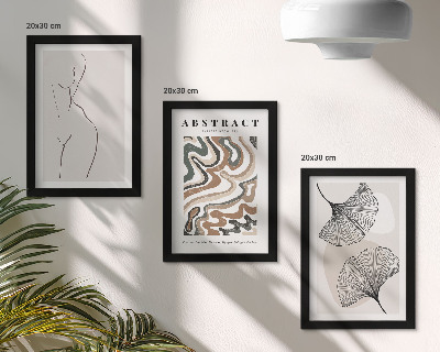Tavelvägg med 3 tavlor Abstrakt poster med feminina former i löv, boho-stil