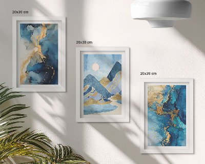Posterpaket Blå bergen med abstrakta mönsterelement