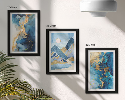 Posterpaket Blå bergen med abstrakta mönsterelement