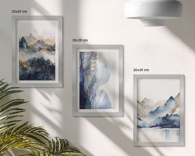 Posterpaket Bergslandskap med blå och grå toner