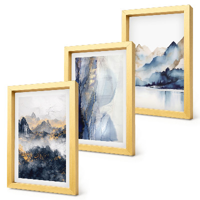 Posterpaket Bergslandskap med blå och grå toner