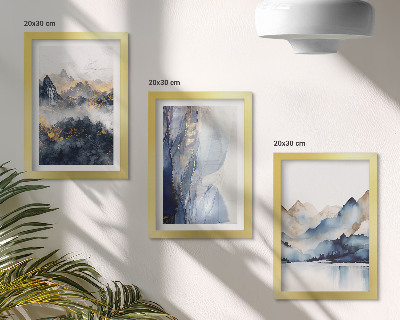 Posterpaket Bergslandskap med blå och grå toner