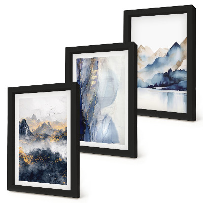 Posterpaket Bergslandskap med blå och grå toner
