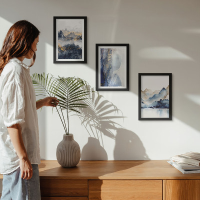 Posterpaket Bergslandskap med blå och grå toner