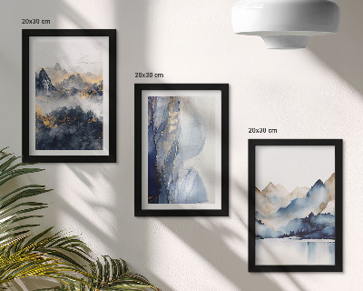 Posterpaket Bergslandskap med blå och grå toner