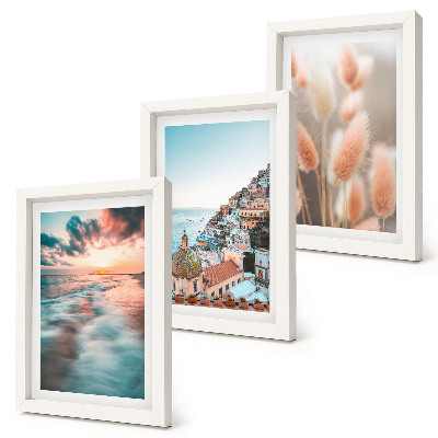 Posterpaket Havsutsikt solnedgång färgglada hus blommor
