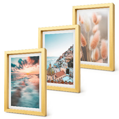 Posterpaket Havsutsikt solnedgång färgglada hus blommor