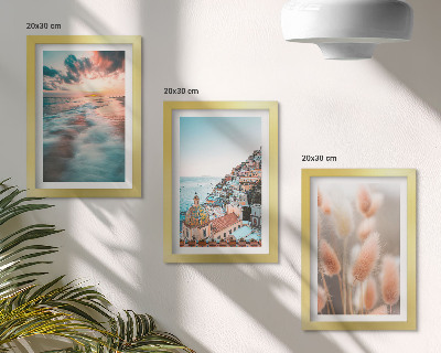 Posterpaket Havsutsikt solnedgång färgglada hus blommor
