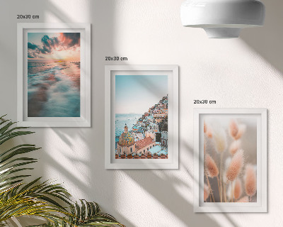 Posterpaket Havsutsikt solnedgång färgglada hus blommor