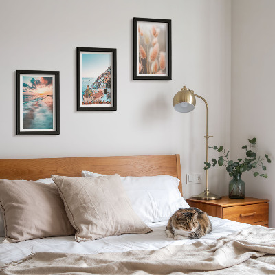 Posterpaket Havsutsikt solnedgång färgglada hus blommor