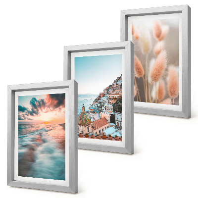 Posterpaket Havsutsikt solnedgång färgglada hus blommor