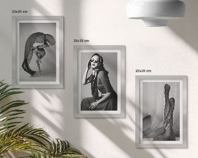 Triptyk tavla med ram Snygga svartvita porträtt av kvinnor i eleganta poser