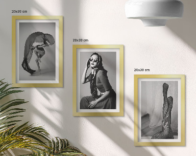Triptyk tavla med ram Snygga svartvita porträtt av kvinnor i eleganta poser