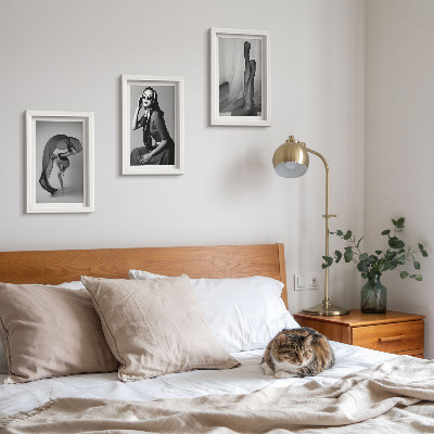 Triptyk tavla med ram Snygga svartvita porträtt av kvinnor i eleganta poser