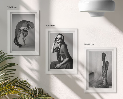 Triptyk tavla med ram Snygga svartvita porträtt av kvinnor i eleganta poser