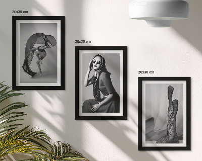 Triptyk tavla med ram Snygga svartvita porträtt av kvinnor i eleganta poser